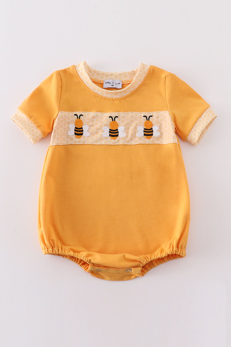 Yellow bee embroidery boy bubble