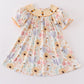 Yellow bee embroidery girl dress