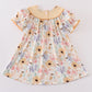 Yellow bee embroidery girl dress