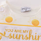 Yellow you are my sunshine embroidery boy bubble