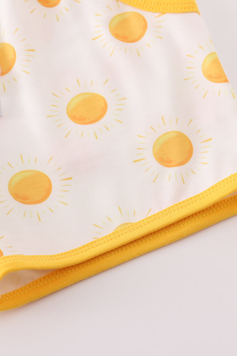 Yellow you are my sunshine embroidery boy set