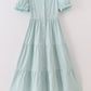 Blue tiered ruffle mom dress