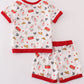 Red the lord's chicken print boy pajamas set