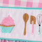 Pink let's baking embroidery girl gingham set