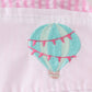 Pink seersucker hot air balloon embroidery girl bubble