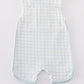 Blue checkered boy romper