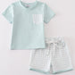 Blue checkered boy shorts set