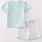 Blue checkered boy shorts set