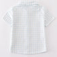 Blue checkered boy button down shirt