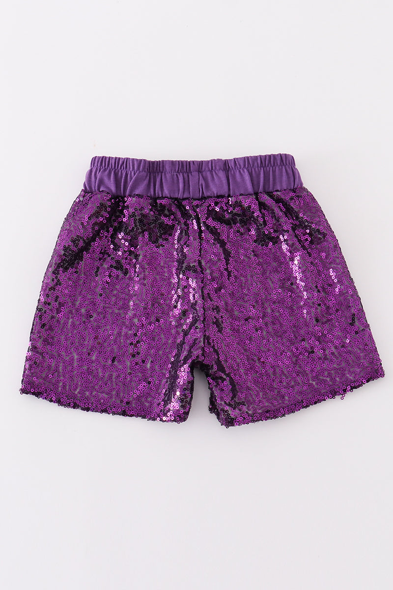 Purple sequin mardi gras mom&me skorts