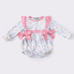 Pink bow floral print girl bubble