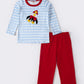 Red rocket applique boy set