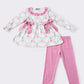 Pink bow floral print girl set