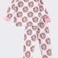 Pink christmas character print girl pajamas set