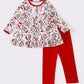 Red christmas santa girl pants set