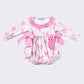 Pink bow floral girl ruffle bubble