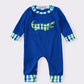 Blue alligator applique boy romper