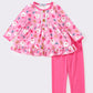 Pink bow print girl pants set