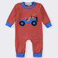 Red truck fishing boy romper