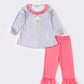 Grey dot carousel applique girl set