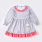 Grey dot carousel applique dot girl dress