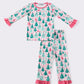 Christmas tree print girl pajamas set