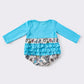 Blue princess print ruffle girl bubble