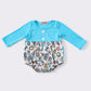 Blue princess print ruffle girl bubble