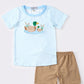 Blue stripe duck applique boy set