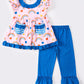 Blue rainbow print girl set