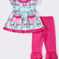 Hot pink bow print girl set