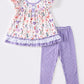 Purple farm chicken print girl set