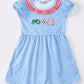 Blue stripe farm embroidery dress