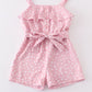 Pink dot print strap ruffle jumpsuit mommy & me