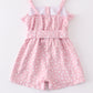 Pink dot print strap ruffle jumpsuit mommy & me