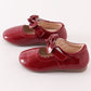 Maroon bow mary jane shoes