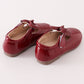 Maroon bow mary jane shoes