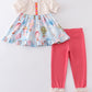 Platinum balloon print floral ruffle girl set