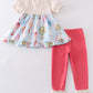 Platinum balloon print floral ruffle girl set