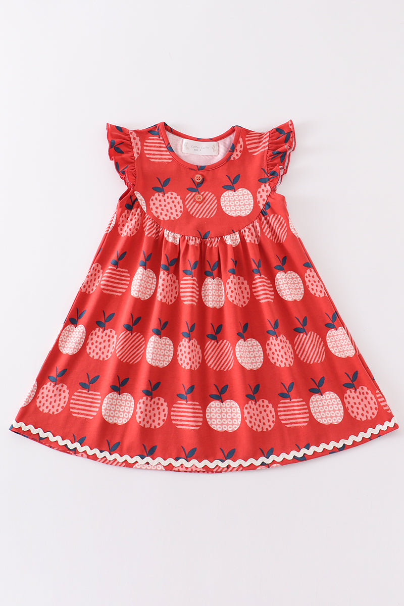 Platinum Apple print ruffle dress