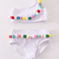 Multicolored pom pom 2pc swimsuit