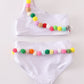 Multicolored pom pom 2pc swimsuit