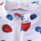 Strawberry print 2pc long sleeve rashguard swimsuit UPF50+