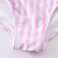 Pink stripe strap girl swimsuit one piece UPF50+