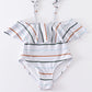 Organic rainbow stripe strap girl swimsuit one piece UPF50+