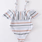 Organic rainbow stripe strap girl swimsuit one piece UPF50+