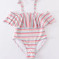 Rainbow stripe strap girl swimsuit one piece UPF50+