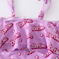 Pink barbie print strap girl swimsuit one piece UPF50+