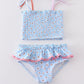 Blue daisy smocked 2 pcs swimsuit