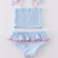 Blue daisy smocked 2 pcs swimsuit